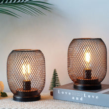 Load image into Gallery viewer, Metal Cage Round Shaped Battery Powered Cordless LED Table Lamp

