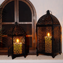 Load image into Gallery viewer, 2pcs Metal Black Lantern Decorative Hanging Candle Holders
