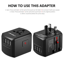 Load image into Gallery viewer, Adapter and Charger with 3 USB Ports and 1 Type C Port for US, EU, UK, AUS
