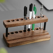 Load image into Gallery viewer, Wood Desktop Organizer Phone Stand and Multifunction Walnut Pen Holder

