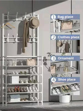 Load image into Gallery viewer, Multi-layer Shoe Rack,  Clothes Storage Organizer with Hat Hangers and Shelf
