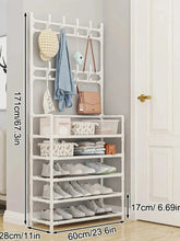 Load image into Gallery viewer, Multi-layer Shoe Rack,  Clothes Storage Organizer with Hat Hangers and Shelf
