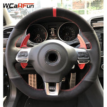 Load image into Gallery viewer, Custom Black Suede Car Steering Wheel Cover
