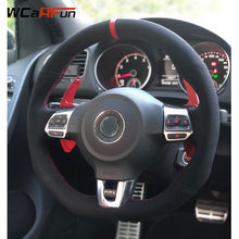 Load image into Gallery viewer, Custom Black Suede Car Steering Wheel Cover
