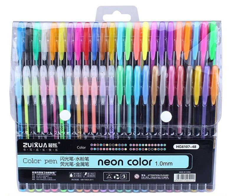 48pcs Colors Glitter Sketch Drawing Color Pen Markers