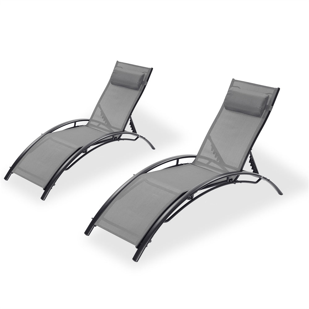 2PCS Chaise Lounges Chair Lounger Recliner