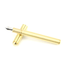 Load image into Gallery viewer, Brass Fountain Pen with Bent Nib and Pen Case Supplied
