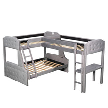 Load image into Gallery viewer, L-Shaped Twin over Full Bunk Bed and Twin Set Loft Bed
