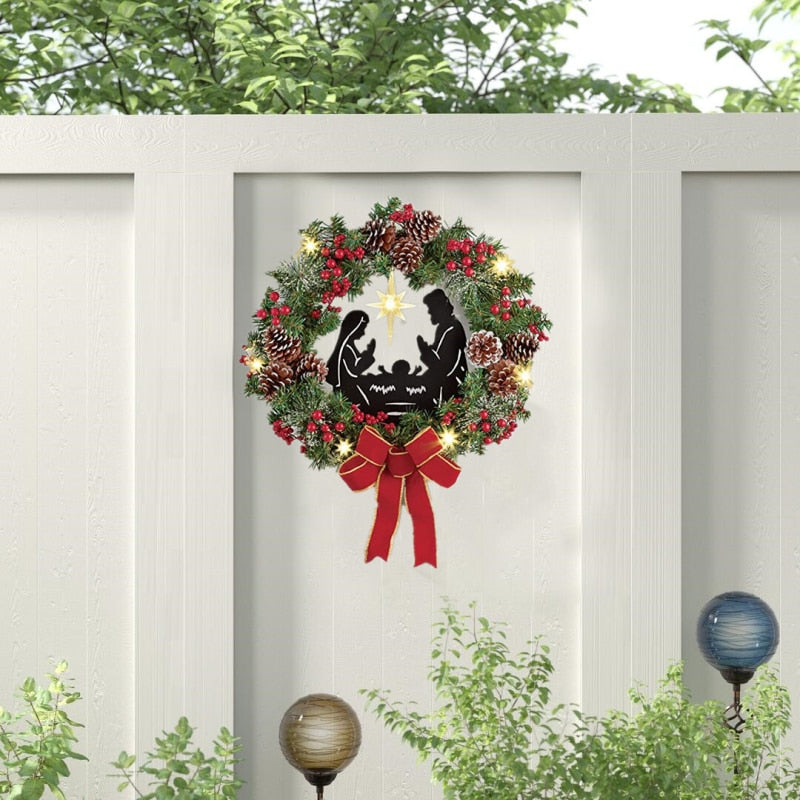 Hanging Front Door Christmas Wreath - beyondyourzone
