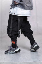 Load image into Gallery viewer, Black Streetwear Cargo Pants Men Double Straps Casual Joggers
